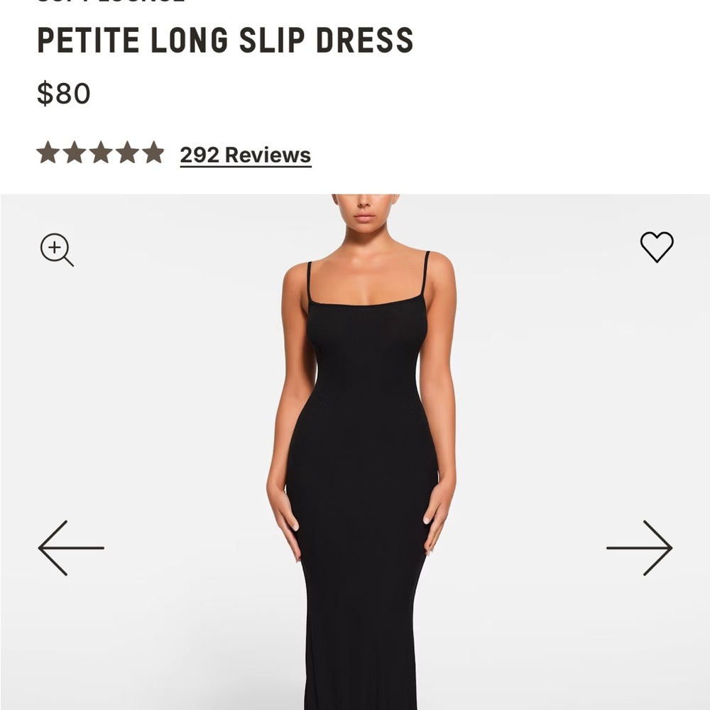 Skims Black Petite Long Slip Dress